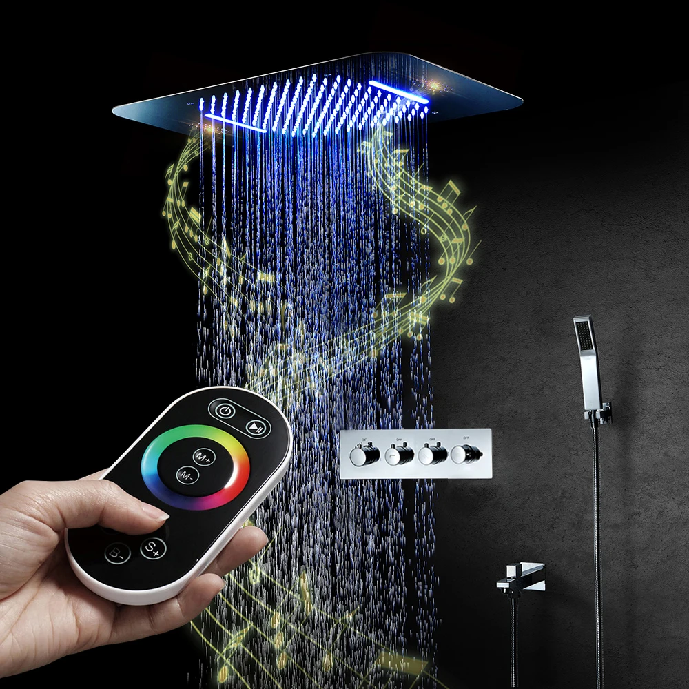 Bluetooth Music LED Shower Head Spa Rainfall Shower Set Big Water Flow Showers Faucet thermostatic Mixer Bathroom Shower System
Bluetooth Music LED Shower Head Spa Rainfall Shower Set Big Water Flow Showers Faucet thermostatic Mixer Bathroom Shower System