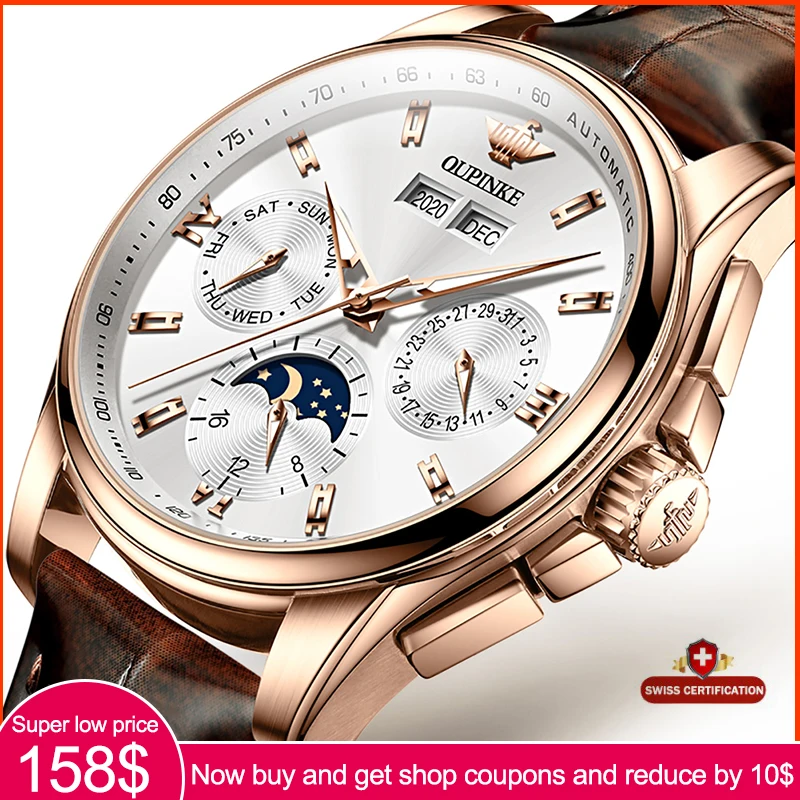 Часы OUPINKE Мужские механические, Классические Автоматические водонепроницаемые швейцарские часы с кожаным ремешком
Часы OUPINKE Мужские механические, Классические Автоматические водонепроницаемые швейцарские часы с кожаным ремешком