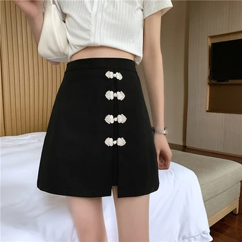 Buckle Buttons Chinese Style Pencil Skirts Women High Waist A-Line Mini Skirts Korean Vintage Summer Warp Skirt Slim Club X199
Buckle Buttons Chinese Style Pencil Skirts Women High Waist A-Line Mini Skirts Korean Vintage Summer Warp Skirt Slim Club X199