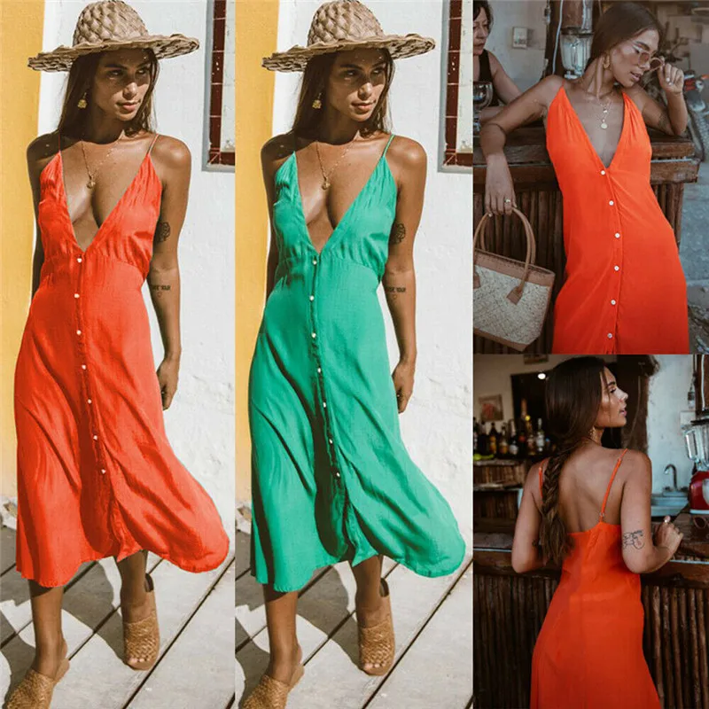 Summer Womens and Loose Ultrathin and Breathable Solid V-Neck Boho Beach Button Sleeveless Long Dresses
Summer Womens and Loose Ultrathin and Breathable Solid V-Neck Boho Beach Button Sleeveless Long Dresses