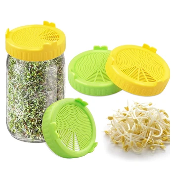 

1pc 86mm Bean Seed Screen Plastic Sprouting Strainer Lids Covers Cap For Wide Mason Jar Can Grow Bean Sprouts Broccoli Beans