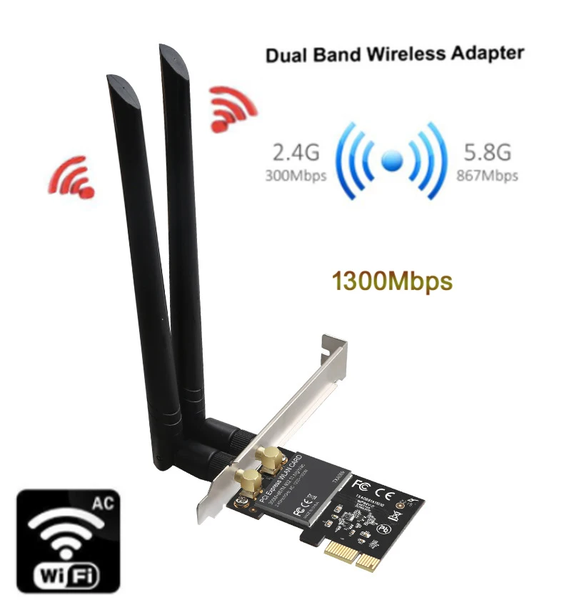 Realtek 8112AE chipset dual-band Wi-F 2.4G / 5Ghz wireless network card PCI network card 1300M 802.11ac LAN network Wi-F adapter
Realtek 8112AE chipset dual-band Wi-F 2.4G / 5Ghz wireless network card PCI network card 1300M 802.11ac LAN network Wi-F adapter