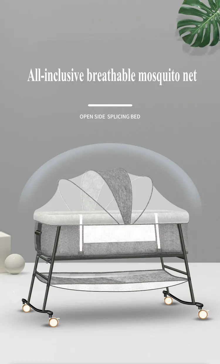 Baby Crib European Multifunctional Baby Bed Foldable Portable Bedside Bed Shaker Newborn Cradle Portable Kids Bed