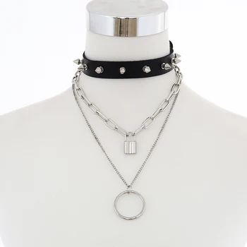 Layered padlock chain necklace women/men punk rock goth spike choker collar lock pendant necklace black emo accessory jewelry
Layered padlock chain necklace women/men punk rock goth spike choker collar lock pendant necklace black emo accessory jewelry