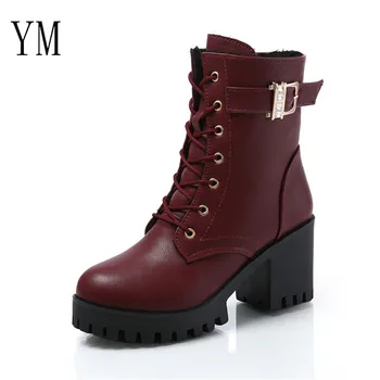 Hot Sale 2018 Brand Women Boots Lace Up Flat Biker Combat Wine Red Boots Shoes Buckle Woman botas Women Martin Boots Size 35-39
Hot Sale 2018 Brand Women Boots Lace Up Flat Biker Combat Wine Red Boots Shoes Buckle Woman botas Women Martin Boots Size 35-39