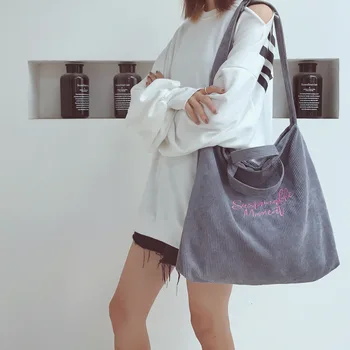 Retro Style Tote Bag Women Handbag New Artistic Embroidery Letter Corduroy Lady Shoulder Cross Body Bags
Retro Style Tote Bag Women Handbag New Artistic Embroidery Letter Corduroy Lady Shoulder Cross Body Bags