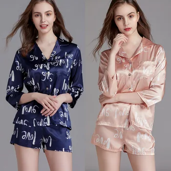 New Ladies Summer Pajamas Set Sleep Wear Home Clothes Satin Silk Long Sleeves Shorts Sexy Pyjamas Women's Nightwear Pijama 
New Ladies Summer Pajamas Set Sleep Wear Home Clothes Satin Silk Long Sleeves Shorts Sexy Pyjamas Women's Nightwear Pijama