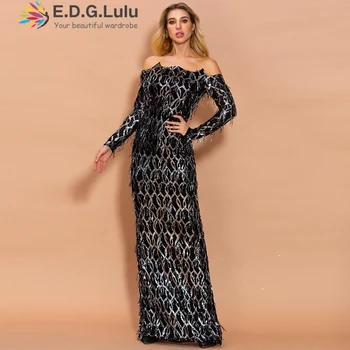 EDGLuLu Sequin Tassel Long Sleeve Dress Elegant Long Party Evening Robe 2020 Sexy Shiny Dress Floor Length Women 0720
EDGLuLu Sequin Tassel Long Sleeve Dress Elegant Long Party Evening Robe 2020 Sexy Shiny Dress Floor Length Women 0720