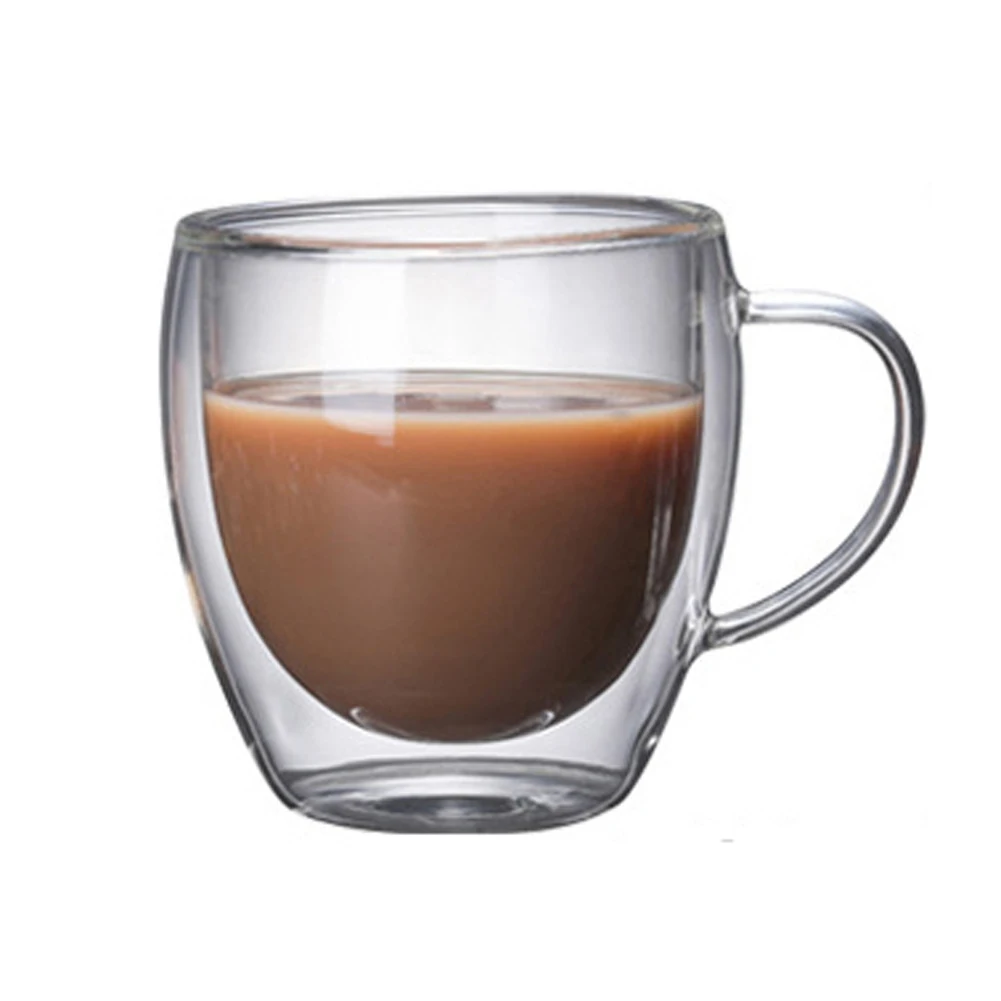 Transparent Double Glass Cup Anti-Scalding Office Coffee With Handle Drinking Insulation Tea Gift Drinkware Milk | Дом и сад