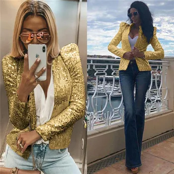 New Fashion Women Elegant Slim Fit Casual Business Blazer Plus Size Lady Sequins Pattern Blazer Outwear 4 Colors 
New Fashion Women Elegant Slim Fit Casual Business Blazer Plus Size Lady Sequins Pattern Blazer Outwear 4 Colors