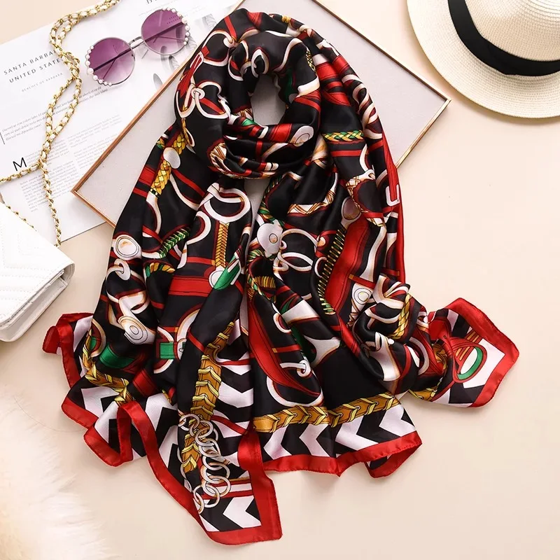 

Luxury Brand 180*90cm Scarf Spring Autumn New Women Silk Shawl Fashion Headscarf infinity chiffon hijab foulard bandanna muffler