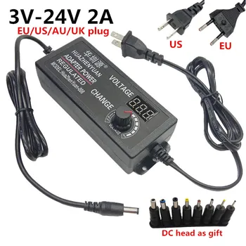 Regulated 3-24V 2A AC/DC Adapter Switching Power Supply Power Adapter Display Screen EU US Plug with 8pcs conversion head
Regulated 3-24V 2A AC/DC Adapter Switching Power Supply Power Adapter Display Screen EU US Plug with 8pcs conversion head