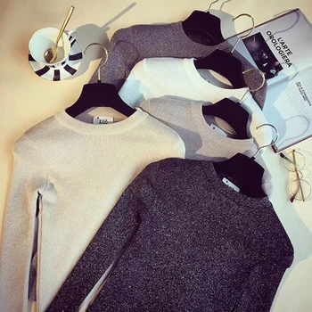 2019 Womens Sweaters Solid Shiny Lurex Autumn Winter Sweater Women Long Sleeve Pullover Tops Basic Christmas Sweater Pull Femme
2019 Womens Sweaters Solid Shiny Lurex Autumn Winter Sweater Women Long Sleeve Pullover Tops Basic Christmas Sweater Pull Femme
