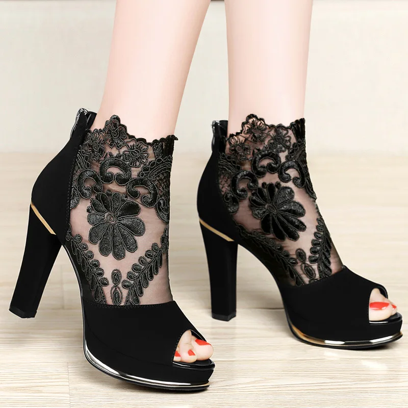2019 new high-heeled shoes with coarse gauze lace fish mouth sandals women sandals
2019 new high-heeled shoes with coarse gauze lace fish mouth sandals women sandals