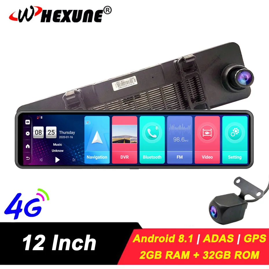 WHEXUNE 12 Inch 4G rearview mirror GPS Navigation 2GB RAM+32GB ROM Android 8.1 Dash Cam Video Recorder FHD 1080P Car Mirror DVR
WHEXUNE 12 Inch 4G rearview mirror GPS Navigation 2GB RAM+32GB ROM Android 8.1 Dash Cam Video Recorder FHD 1080P Car Mirror DVR
