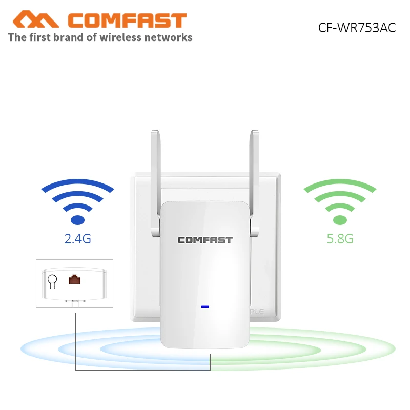 5.8Ghz dual band AC1200 WiFi Repeater Access Point Wi-Fi Range Extender with 2 External Antennas WPS 11AC wifi router repetidor
5.8Ghz dual band AC1200 WiFi Repeater Access Point Wi-Fi Range Extender with 2 External Antennas WPS 11AC wifi router repetidor