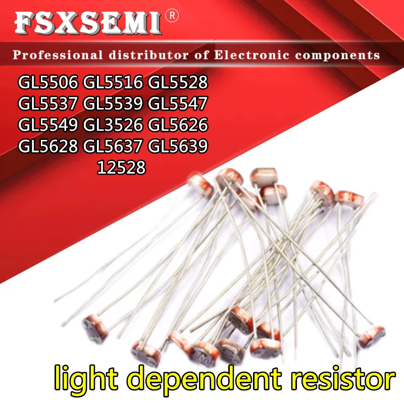 GL5528 GL5506 GL 5516 5528 5537 5539 5547 5549 3526 5626 5628 5637 5639 12528 LDR Photo Light Sensitive Resistor Photoresistor
GL5528 GL5506 GL 5516 5528 5537 5539 5547 5549 3526 5626 5628 5637 5639 12528 LDR Photo Light Sensitive Resistor Photoresistor
