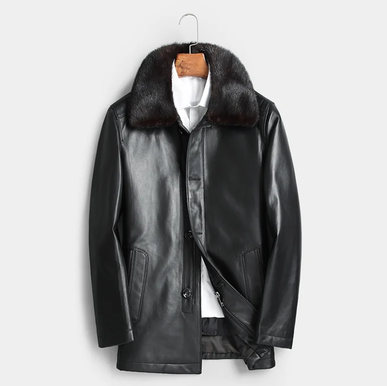 Boollili Men's Leather Jacket Sheepskin Coat Winter Genuine Leather Down Jacket Men Mink Fur Collar Jaqueta De Couro 2020
Boollili Men's Leather Jacket Sheepskin Coat Winter Genuine Leather Down Jacket Men Mink Fur Collar Jaqueta De Couro 2020