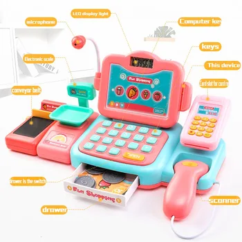Electronic mini simulation supermarket cash register kit toy children checkout counter role play cashier girl toy gift 
Electronic mini simulation supermarket cash register kit toy children checkout counter role play cashier girl toy gift