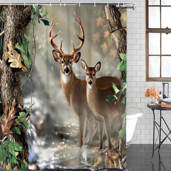 Bathroom Shower Curtain Deer Elk Forest Jungle Maple Leaves Bathroom Shower Curtains Bathroom Decor with Hooks Waterproof
Bathroom Shower Curtain Deer Elk Forest Jungle Maple Leaves Bathroom Shower Curtains Bathroom Decor with Hooks Waterproof