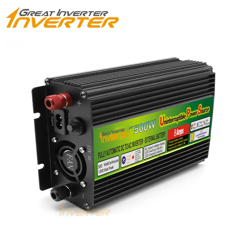 

12VDC 500W off grid inverter 110V/220VAC Modified sine wave inverter UPS with AC Battery Charging Function, Surge Power 1000W