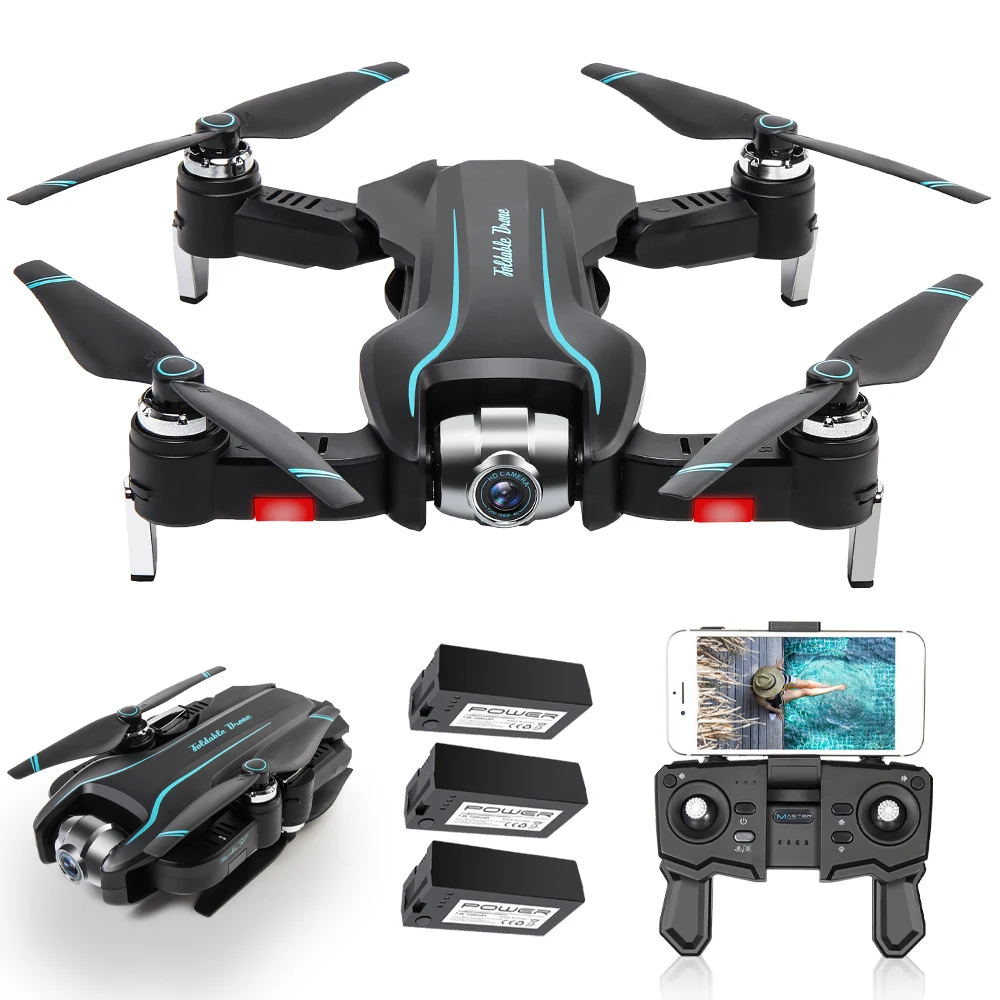 S17 RC Drone with Camera 1080P Quadcopter Trajectory Flight Palm Control MV Production Optical Flow 3 Batteries | Игрушки и хобби