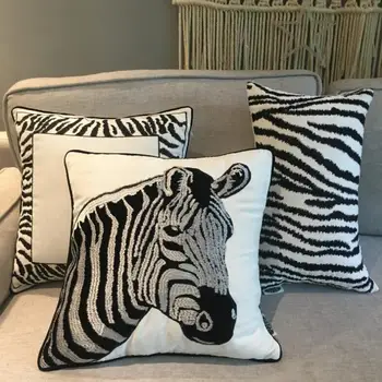 Luxury Embroidery Cushion Cover Euro Zebra Black White Striped Cotton Fashion Modern Pillow Cover Sofa Pillowcase Home Decor
Luxury Embroidery Cushion Cover Euro Zebra Black White Striped Cotton Fashion Modern Pillow Cover Sofa Pillowcase Home Decor