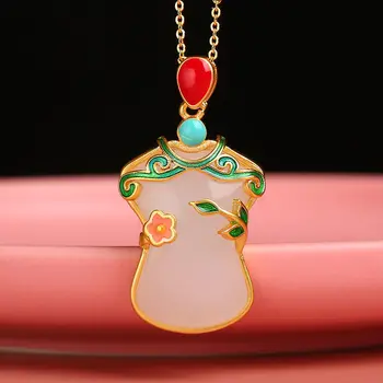 New silver inlaid natural Hotan white Chalcedony cheongsam Pendant Necklace Chinese style retro national charm women's jewelry
New silver inlaid natural Hotan white Chalcedony cheongsam Pendant Necklace Chinese style retro national charm women's jewelry
