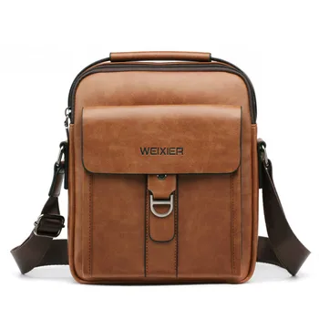 

Men's Messenger Bags Vintage PU Leather Handsome Shoulder Crossbody Bag Handbags Briefcase Male Solid Color Bag Leather Flap Sac