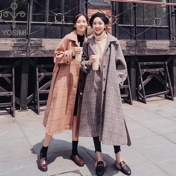 YOSIMI 2020 Pink Women Coats Autumn Winter Long Woolen Coat Turn-down Collar Outwear Clothing A-line Belt Female Costume Gray
YOSIMI 2020 Pink Women Coats Autumn Winter Long Woolen Coat Turn-down Collar Outwear Clothing A-line Belt Female Costume Gray