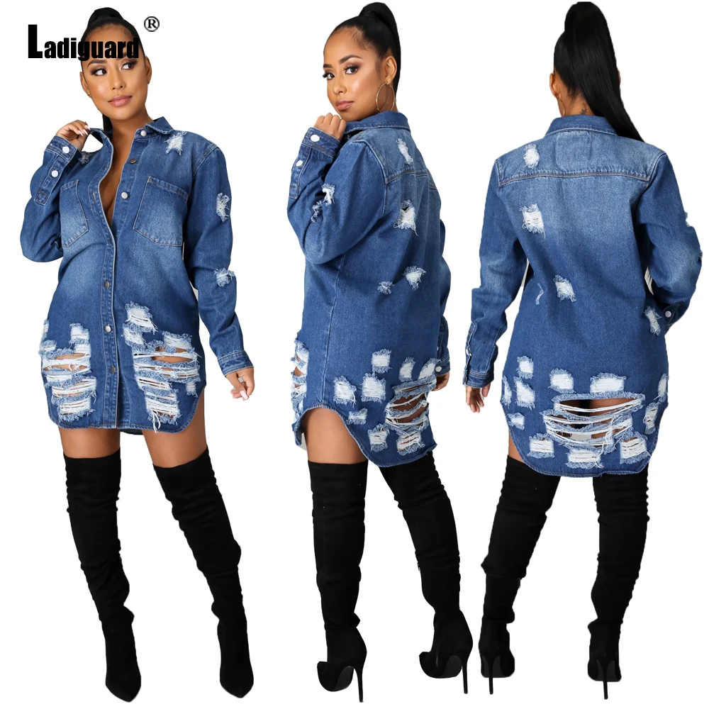 Ladiguard 2023 Autumn Retro Denim Jackets Ladies Single Breasted Top Outerwear Women Fringed Ripped Street Jacket Jean Clothes 
Ladiguard 2023 Autumn Retro Denim Jackets Ladies Single Breasted Top Outerwear Women Fringed Ripped Street Jacket Jean Clothes