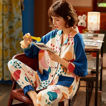 Long Sleeve Cute Cotton lolita Pajamas Women's Cardigan Large Size Confinement Clothing Students Nightgown Nightwear Female
Long Sleeve Cute Cotton lolita Pajamas Women's Cardigan Large Size Confinement Clothing Students Nightgown Nightwear Female