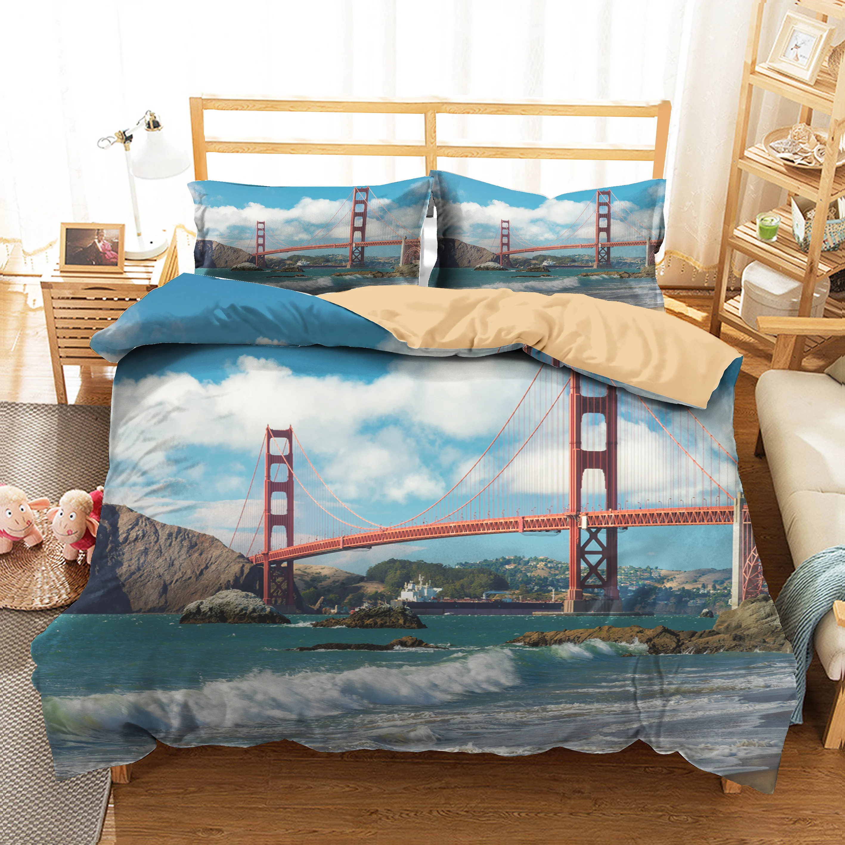 Double Bedspread 3d Bridge over the Sea Printed Duvet Cover Home Textiles with Pillowcase Single Couple Size
Double Bedspread 3d Bridge over the Sea Printed Duvet Cover Home Textiles with Pillowcase Single Couple Size