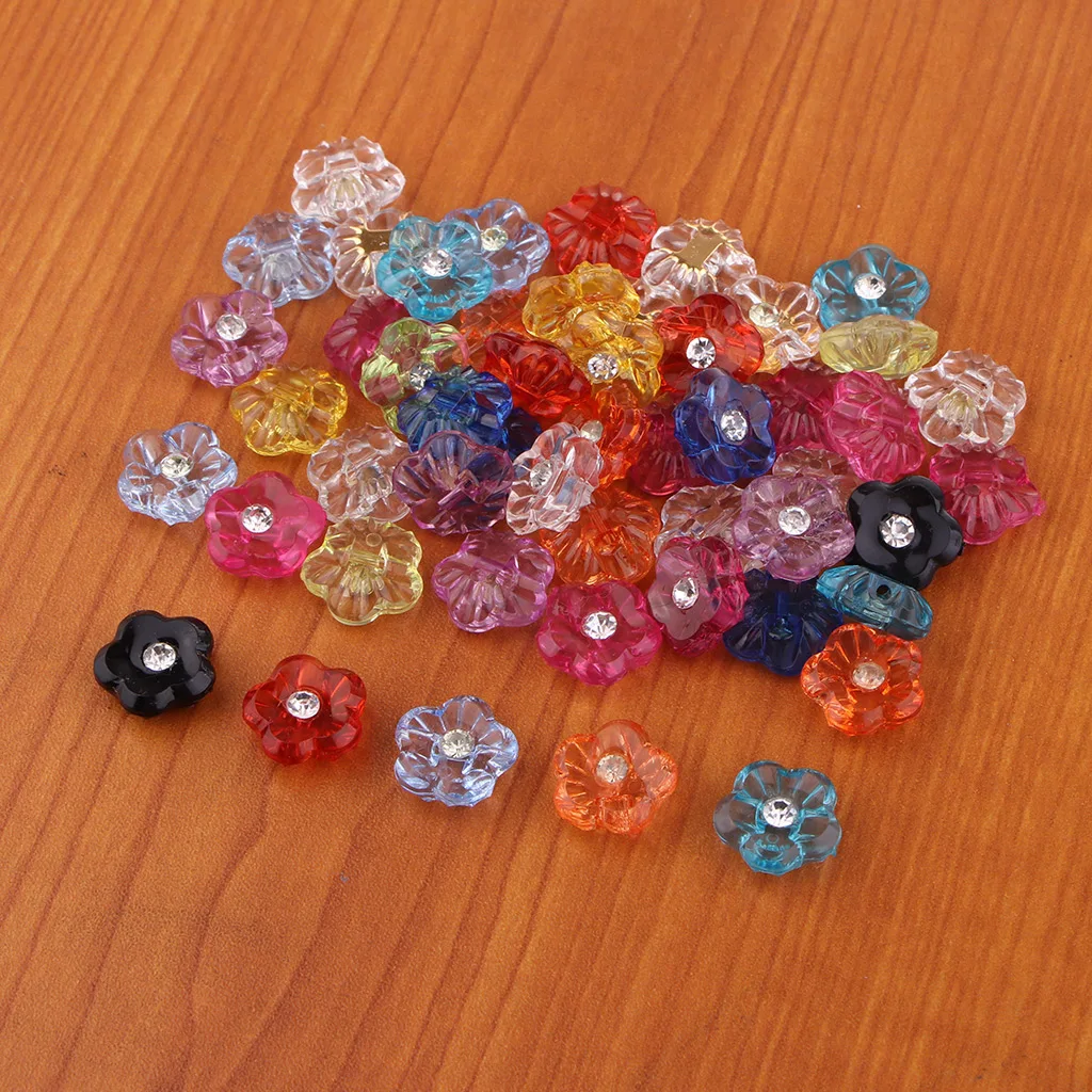 50Pcs DIY Flower Shapes Sewing Crystal Clear Buttons For Clothes Decoration Home Furniture, Hair Accessories, Jewelry Making 50Pcs DIY Flower Shapes Sewing Crystal Clear Buttons For Clothes Decoration Home Furniture, Hair Accessories, Jewelry Making
