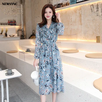 NEWSYNC Ladies Dress 2020 Summer Spring Women Big Size Office Lady Printing floral Collect Waist Long Sleeve V-Neck Female
NEWSYNC Ladies Dress 2020 Summer Spring Women Big Size Office Lady Printing floral Collect Waist Long Sleeve V-Neck Female