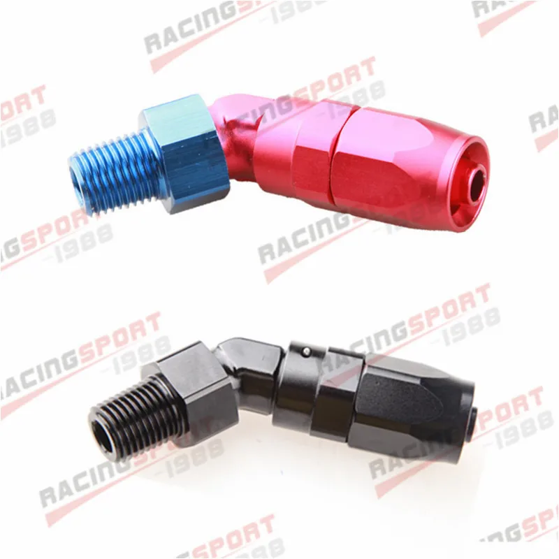 

-10 AN10 AN to 1/2"NPT 45 Degree Swivel Hose End Fitting Adaptor Aluminum Black/red-blue