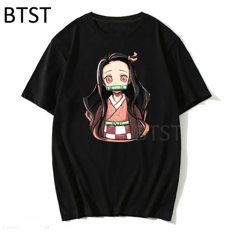 Nezuko Print T-shirts Kimetsu No Yaiba Demon Slayer T-Shirts Summer Cotton T Shirt Hip Hop Streetwear Harajuku Tops Tees | Мужская