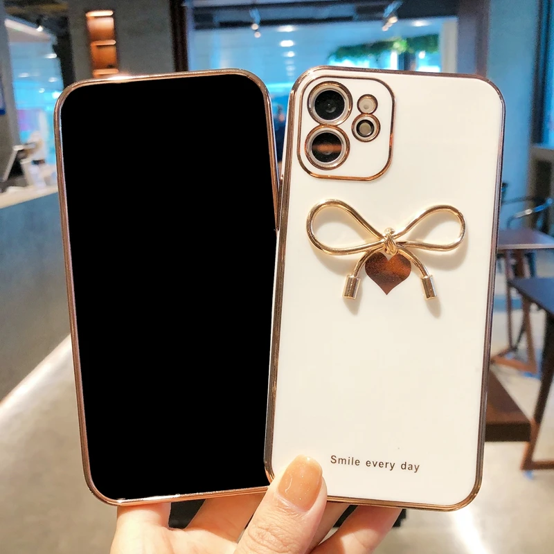 Silicone Love pattern bowknot  Case For iphone