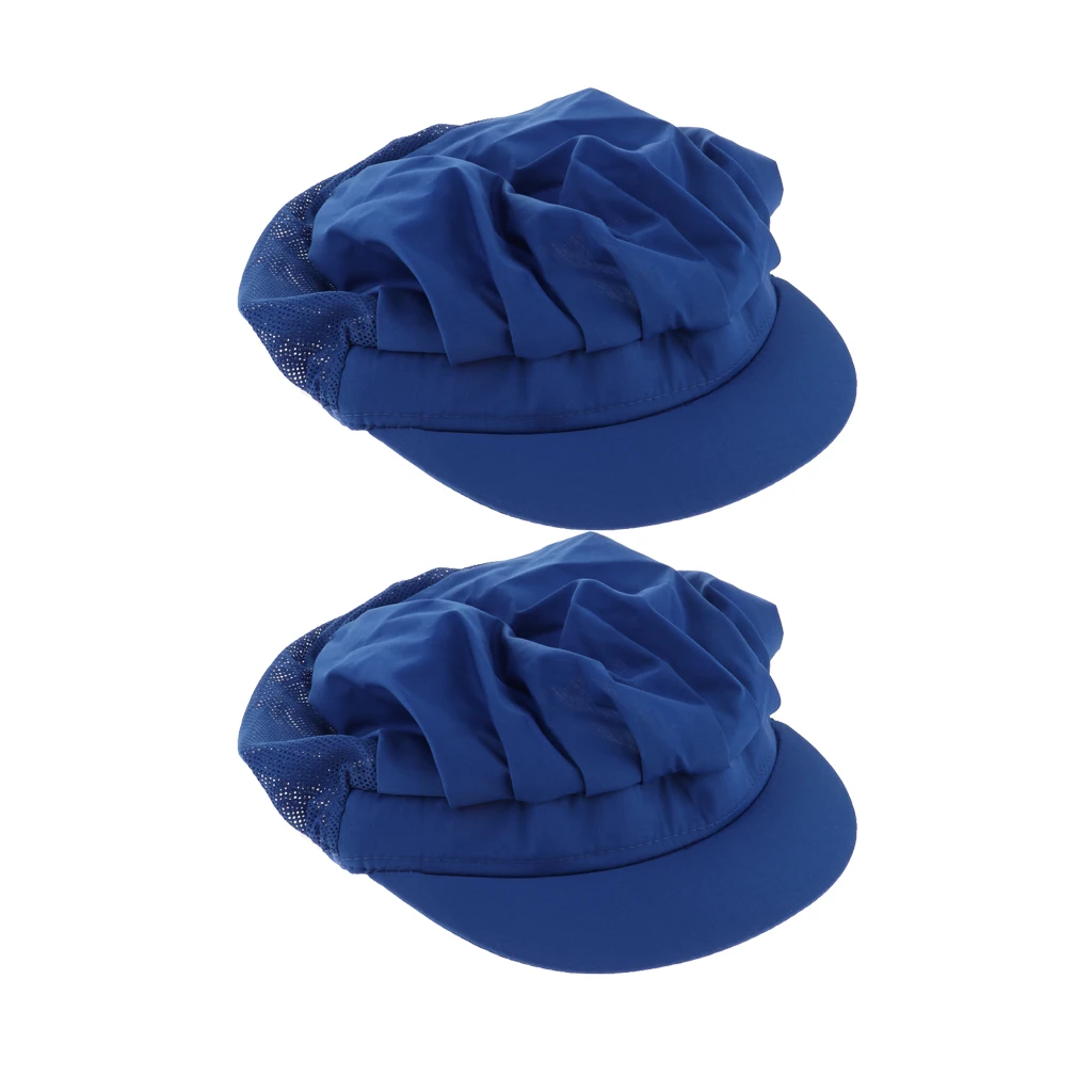 2Pcs Dark Blue Half Mesh Men Women Chef Hat Adjustable Elastic Cooking Catering Cap Breathable Hats Workshop Uniforms Caps 2Pcs Dark Blue Half Mesh Men Women Chef Hat Adjustable Elastic Cooking Catering Cap Breathable Hats Workshop Uniforms Caps