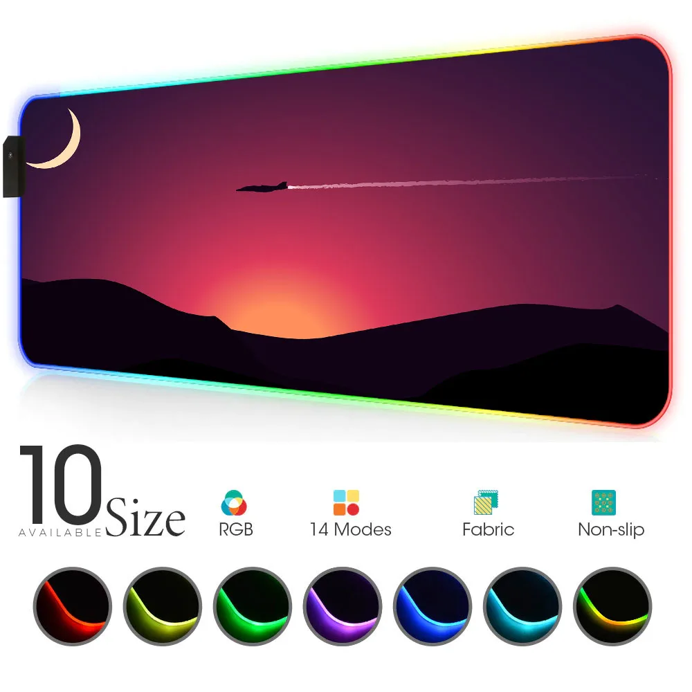 Sunrise sunset moon RGB Mouse Pad Black and red Gamer Accessories Large LED MousePad with Backlit gaming desk for call of duty
Sunrise sunset moon RGB Mouse Pad Black and red Gamer Accessories Large LED MousePad with Backlit gaming desk for call of duty