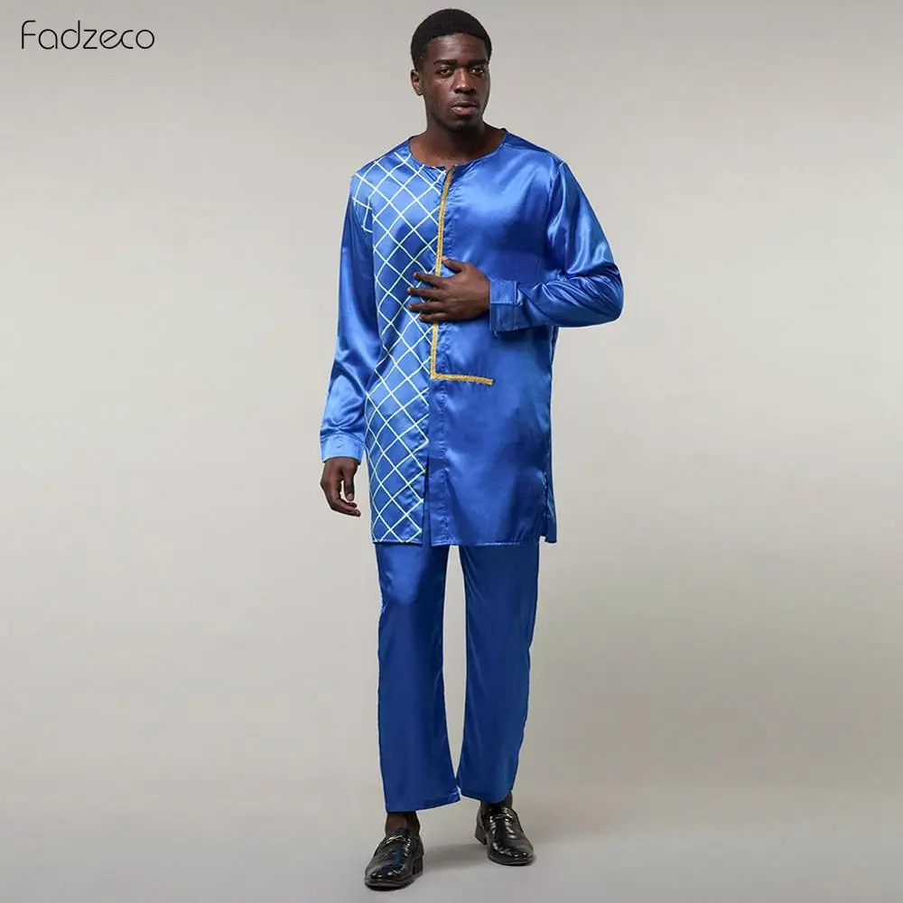 Фото Fadzeco африканская мужская одежда размера плюс 2 шт Дашики племенные мужские топы и