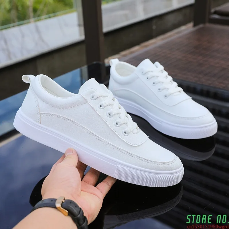 

Men's shoes new lace up leather white shoes sports shoes men's fashion casual flat shoes driving shoes outdoor work shoes