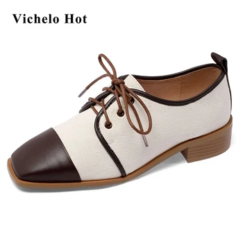 Vichelo Hot genuine leather high quality square toe med heel vintage mixed colors young lady daily wear casual women pumps L79
Vichelo Hot genuine leather high quality square toe med heel vintage mixed colors young lady daily wear casual women pumps L79