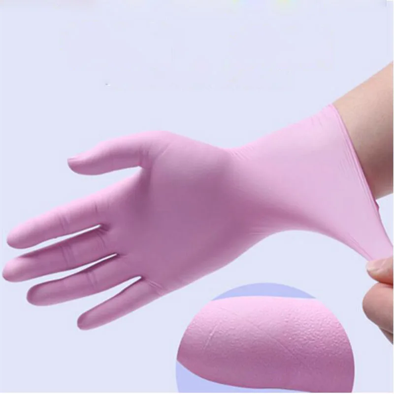 

100pcs/lot Disposable Latex rubber gloves Medical anti-virus household cleaning experiment catering Pink gloves LS007