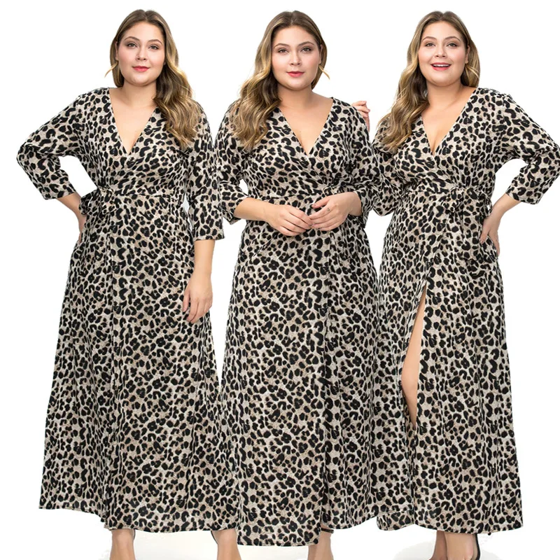 New Sexy V-neck Long-sleeved Leopard Print Split Large Size Long Dress 2020 Middle East Autumn And Winter Belt Nightclub Dress
New Sexy V-neck Long-sleeved Leopard Print Split Large Size Long Dress 2020 Middle East Autumn And Winter Belt Nightclub Dress