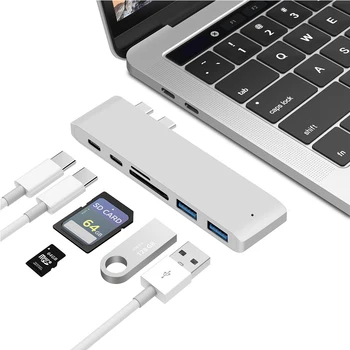 USB C HUB Type C Docking Station 6 in 1 USB-C Adapter Dongle Combo with USB 3.0 Ports TF Slot Micro SD Card For MacBook Pro
USB C HUB Type C Docking Station 6 in 1 USB-C Adapter Dongle Combo with USB 3.0 Ports TF Slot Micro SD Card For MacBook Pro