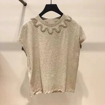 Women Gray T-shirt Diamonds O-neck Batwing Sleeve Summer Simple Style 2020 New T shirt Top
Women Gray T-shirt Diamonds O-neck Batwing Sleeve Summer Simple Style 2020 New T shirt Top