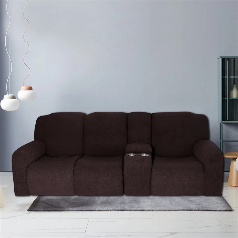 Housse extensible pour fauteuil inclinable 3 places, avec porte-gobelet, en polaire, pour salon Housse extensible pour fauteuil inclinable 3 places, avec porte-gobelet, en polaire, pour salon