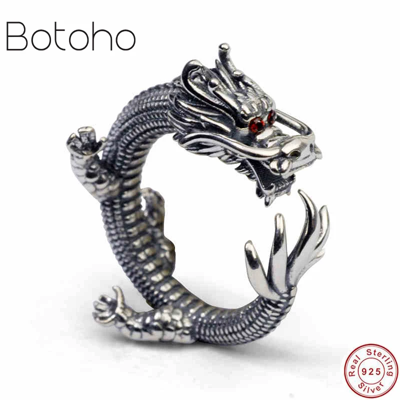 Кольцо из стерлингового серебра 925 пробы модные украшения кольцо с драконом