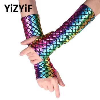 YiZYiF Mermaid Arm Sleeves Glove Fish Scale Pattern Printed Fingerless Long Gloves Arm Sleeves Adult Halloween Costume Accessory
YiZYiF Mermaid Arm Sleeves Glove Fish Scale Pattern Printed Fingerless Long Gloves Arm Sleeves Adult Halloween Costume Accessory